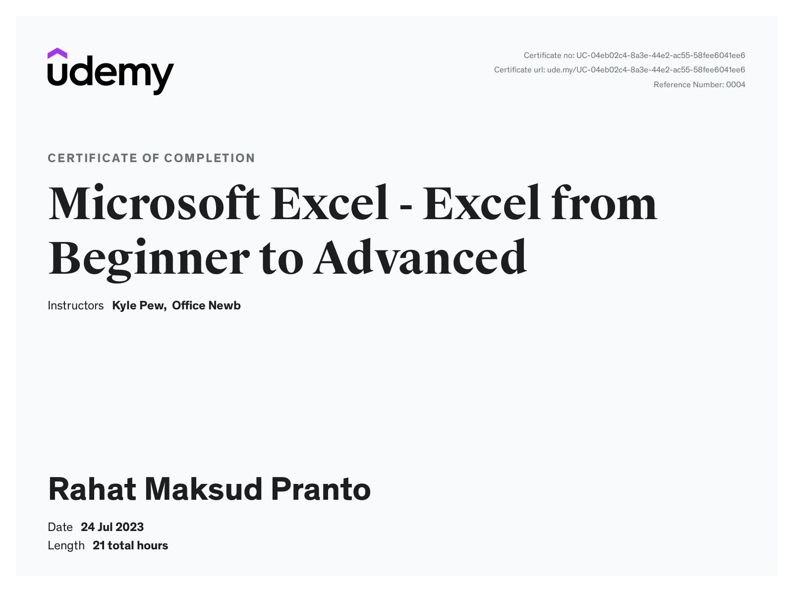 Microsoft Excel - Excel from Beginner to Advanced